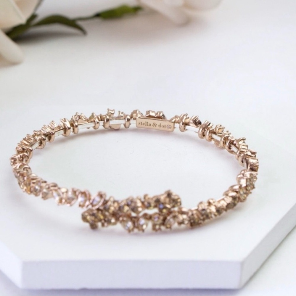 Stella & Dot Hera Coil Crystal Bracelet - Champagne Rose Gold